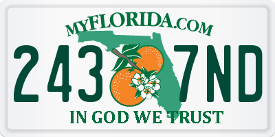 FL license plate 2437ND