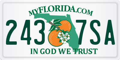 FL license plate 2437SA