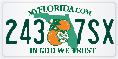FL license plate 2437SX