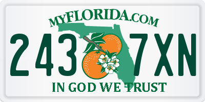 FL license plate 2437XN