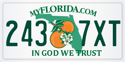 FL license plate 2437XT