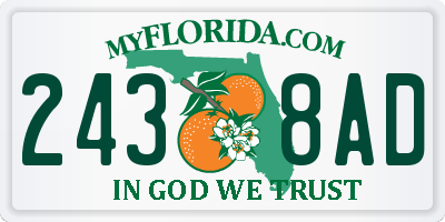 FL license plate 2438AD