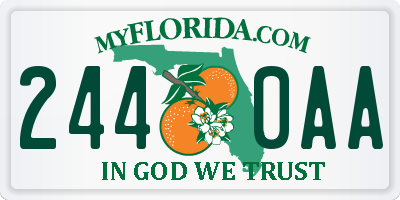 FL license plate 2440AA