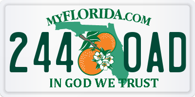 FL license plate 2440AD