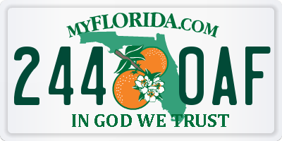 FL license plate 2440AF