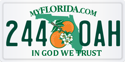 FL license plate 2440AH