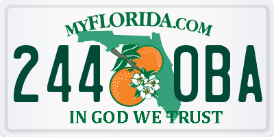 FL license plate 2440BA