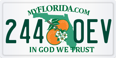 FL license plate 2440EV