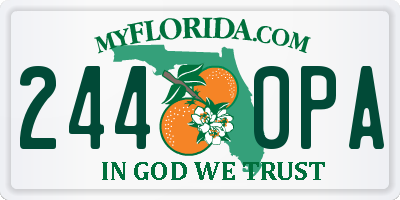 FL license plate 2440PA