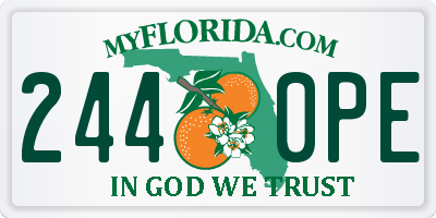 FL license plate 2440PE