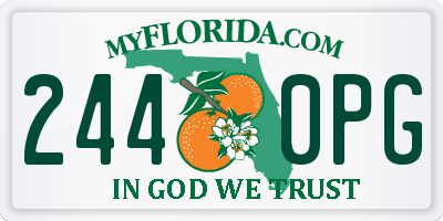 FL license plate 2440PG