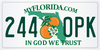 FL license plate 2440PK