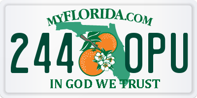 FL license plate 2440PU