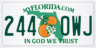 FL license plate 2440WJ