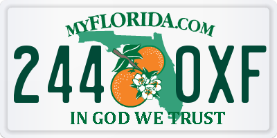 FL license plate 2440XF