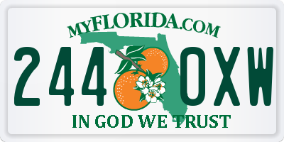 FL license plate 2440XW