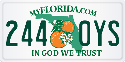 FL license plate 2440YS