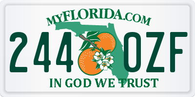 FL license plate 2440ZF