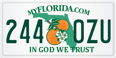 FL license plate 2440ZU