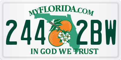 FL license plate 2442BW