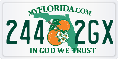 FL license plate 2442GX