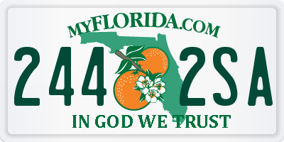 FL license plate 2442SA