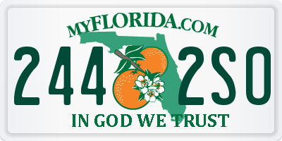 FL license plate 2442SO