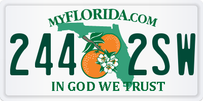 FL license plate 2442SW