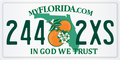 FL license plate 2442XS