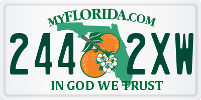 FL license plate 2442XW