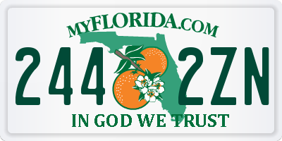 FL license plate 2442ZN
