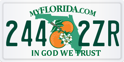 FL license plate 2442ZR