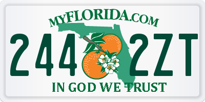 FL license plate 2442ZT