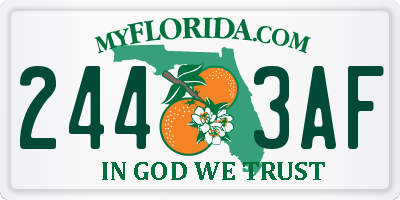 FL license plate 2443AF