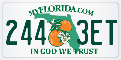 FL license plate 2443ET