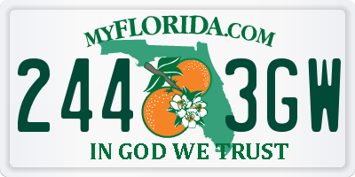 FL license plate 2443GW