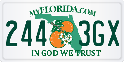 FL license plate 2443GX