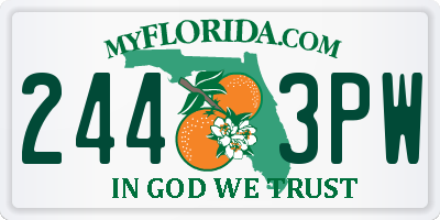 FL license plate 2443PW