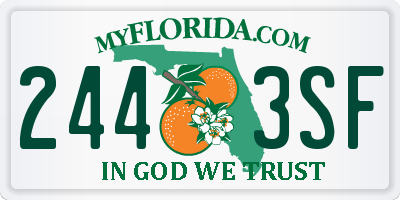 FL license plate 2443SF