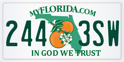 FL license plate 2443SW
