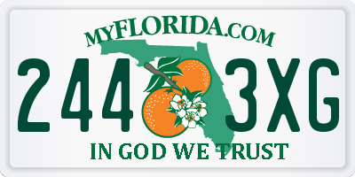 FL license plate 2443XG