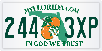 FL license plate 2443XP