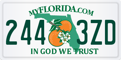 FL license plate 2443ZD
