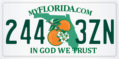 FL license plate 2443ZN