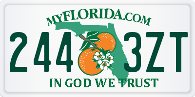 FL license plate 2443ZT