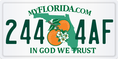 FL license plate 2444AF
