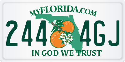 FL license plate 2444GJ