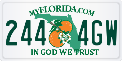 FL license plate 2444GW