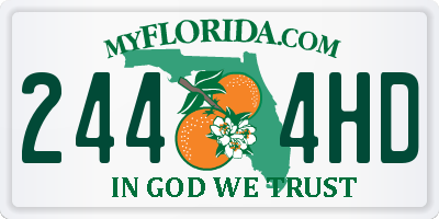 FL license plate 2444HD
