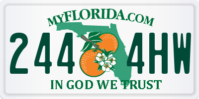 FL license plate 2444HW